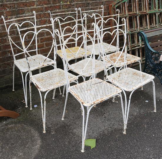 8 steel heart back chairs